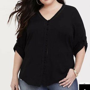 torrid | Black Dobby Button Blouse - Size 0x